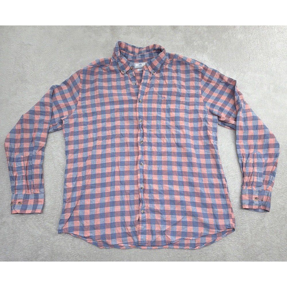 Southern Tide Trim Fit Plaid Button Down Long Sleeve Shirt Men's XXL Preppy Fish